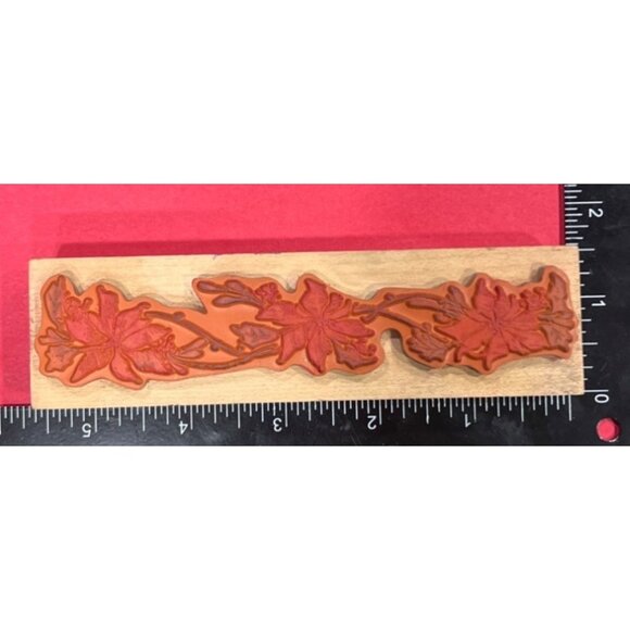 2006 Penny Black 3501K Poinsettia Edge Wood Mounted Rubber Stamp - Picture 2 of 4